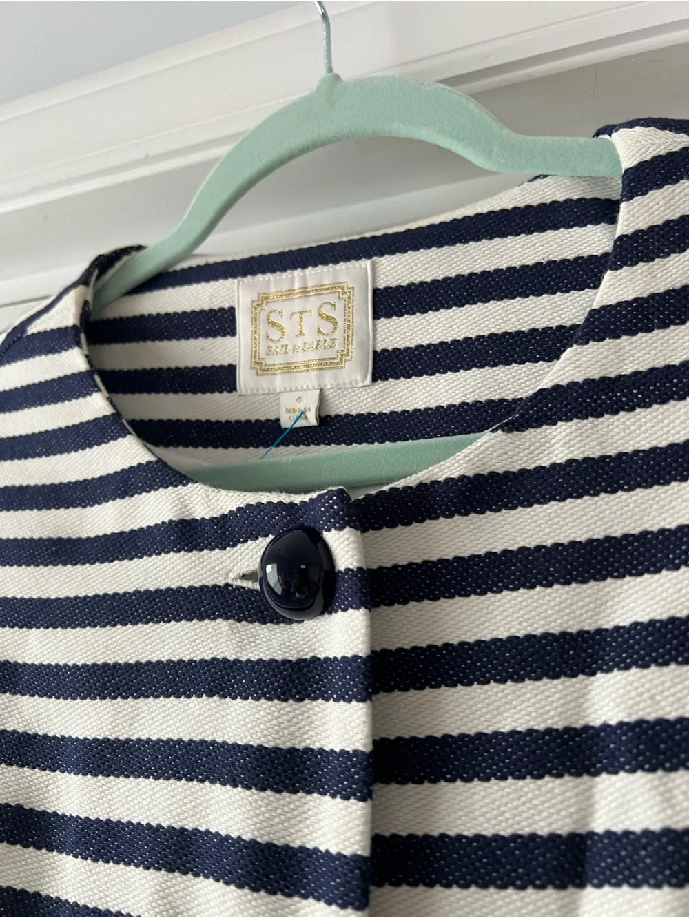Sail to Sable Black and White Striped Short Sleeve Mini Dress